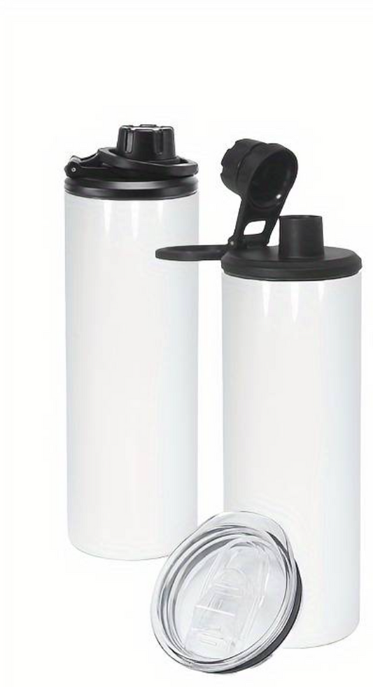 Sportflasche 600ml mit 2 Deckeln/Strohhalm personalisierbar