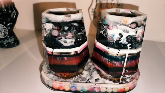 Zahnputzbecher Set personalisierbar bunt mit Perlen