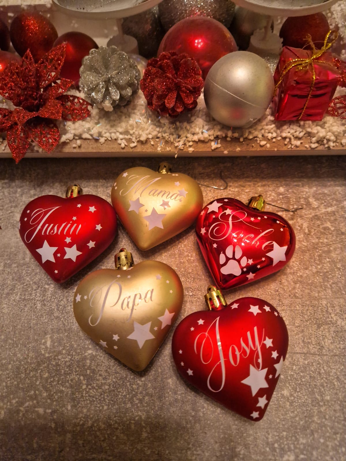 Weihnachtskugeln Plastik personalisiert